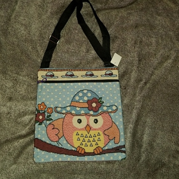 Owl w/hat woven Knit messenger bag - Picture 1 of 4